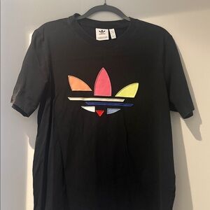 Adidas Men’s Black T-Shirt with Multicolor Logo